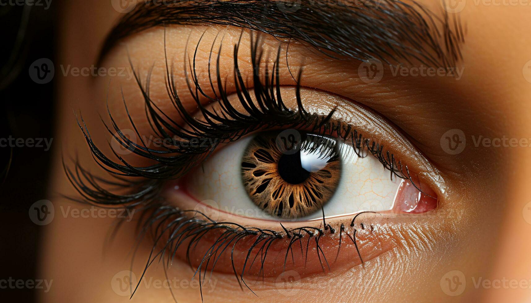 AI generated Beautiful woman eye looking at camera, captivating with elegance generated by AI photo
