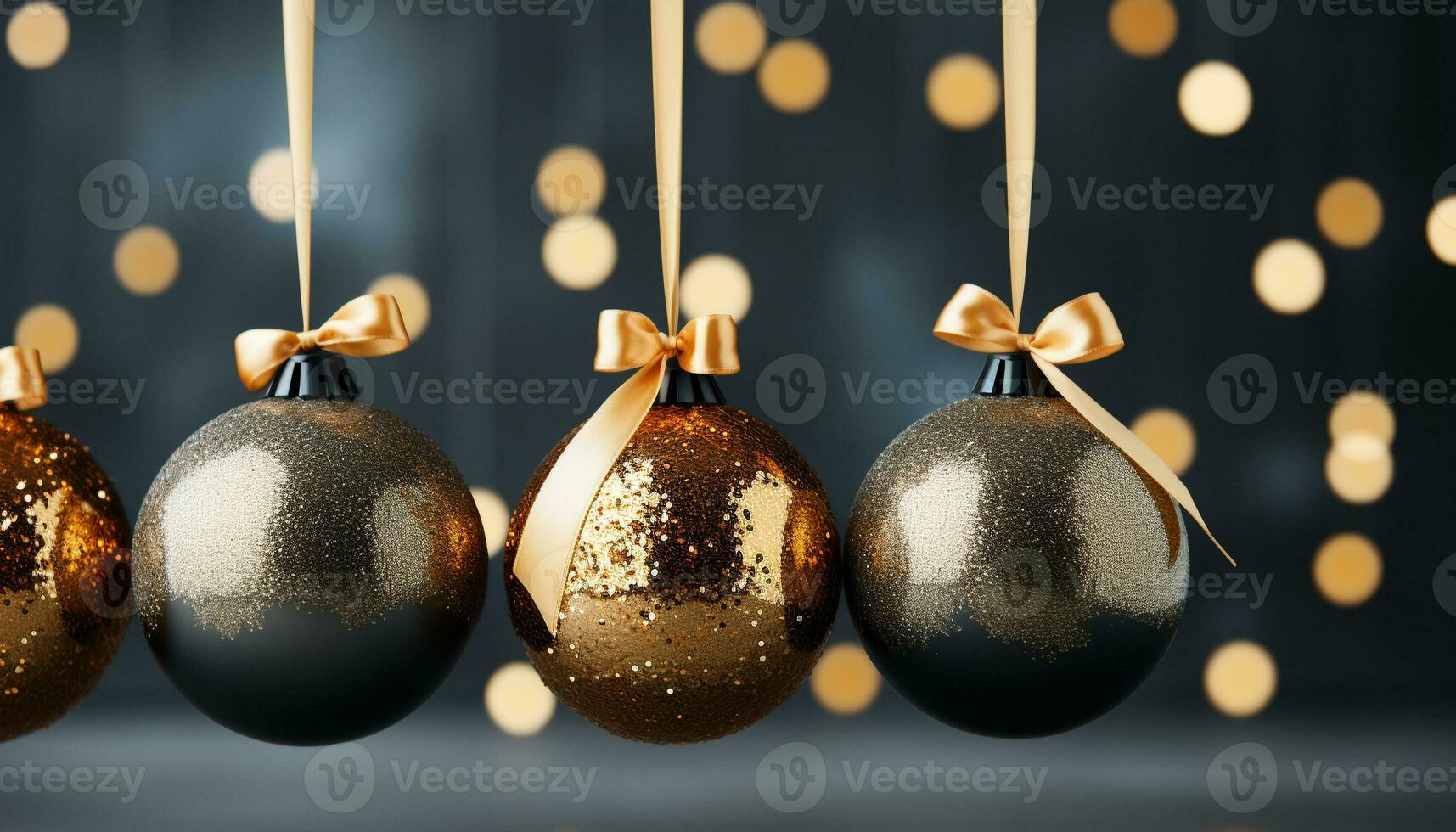 AI generated Shiny gold ornament glows, decorating winter night with celebration generated by AI photo