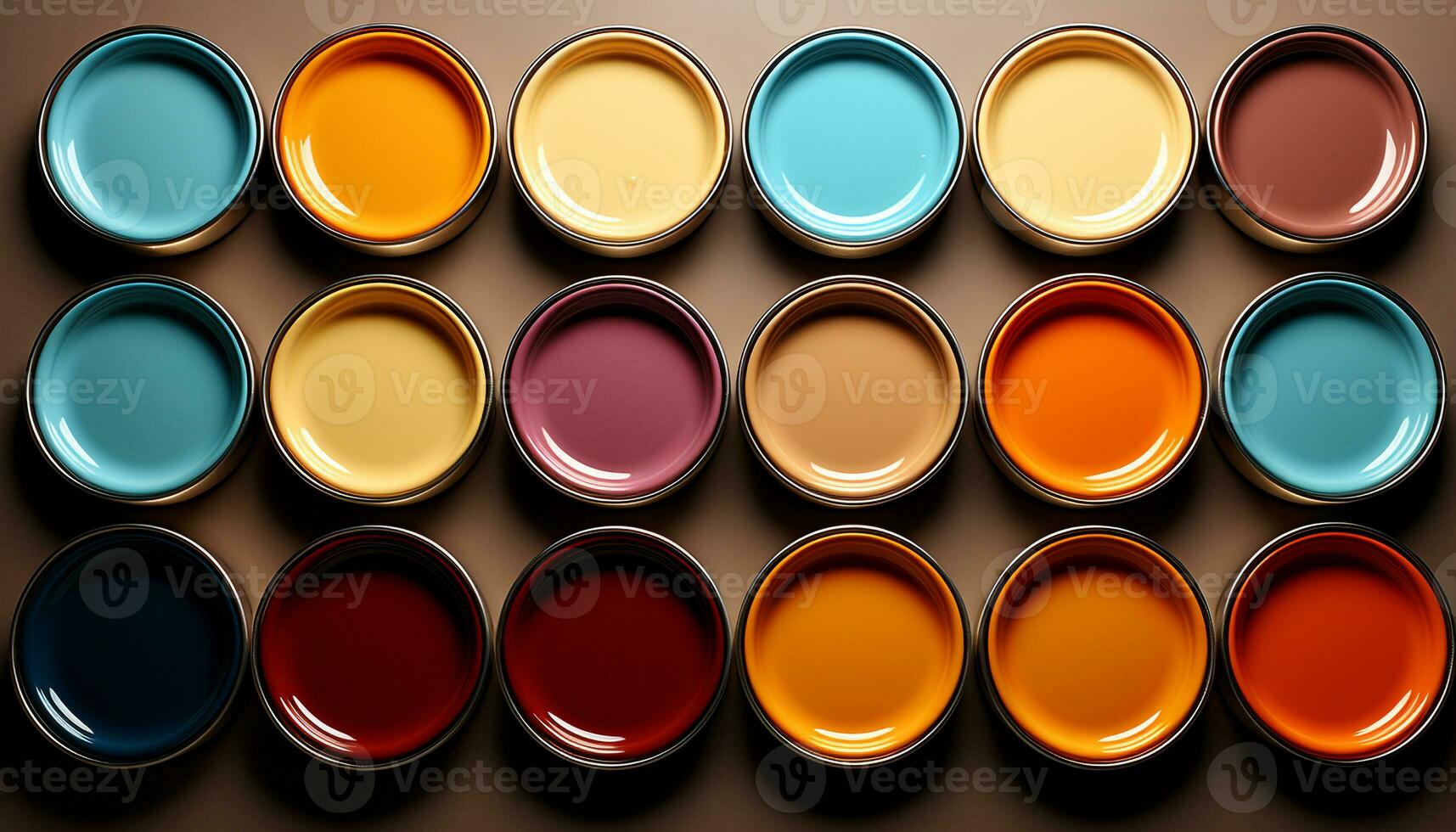 AI generated Vibrant colors in a close up of a shiny metallic paint can generated by AI photo