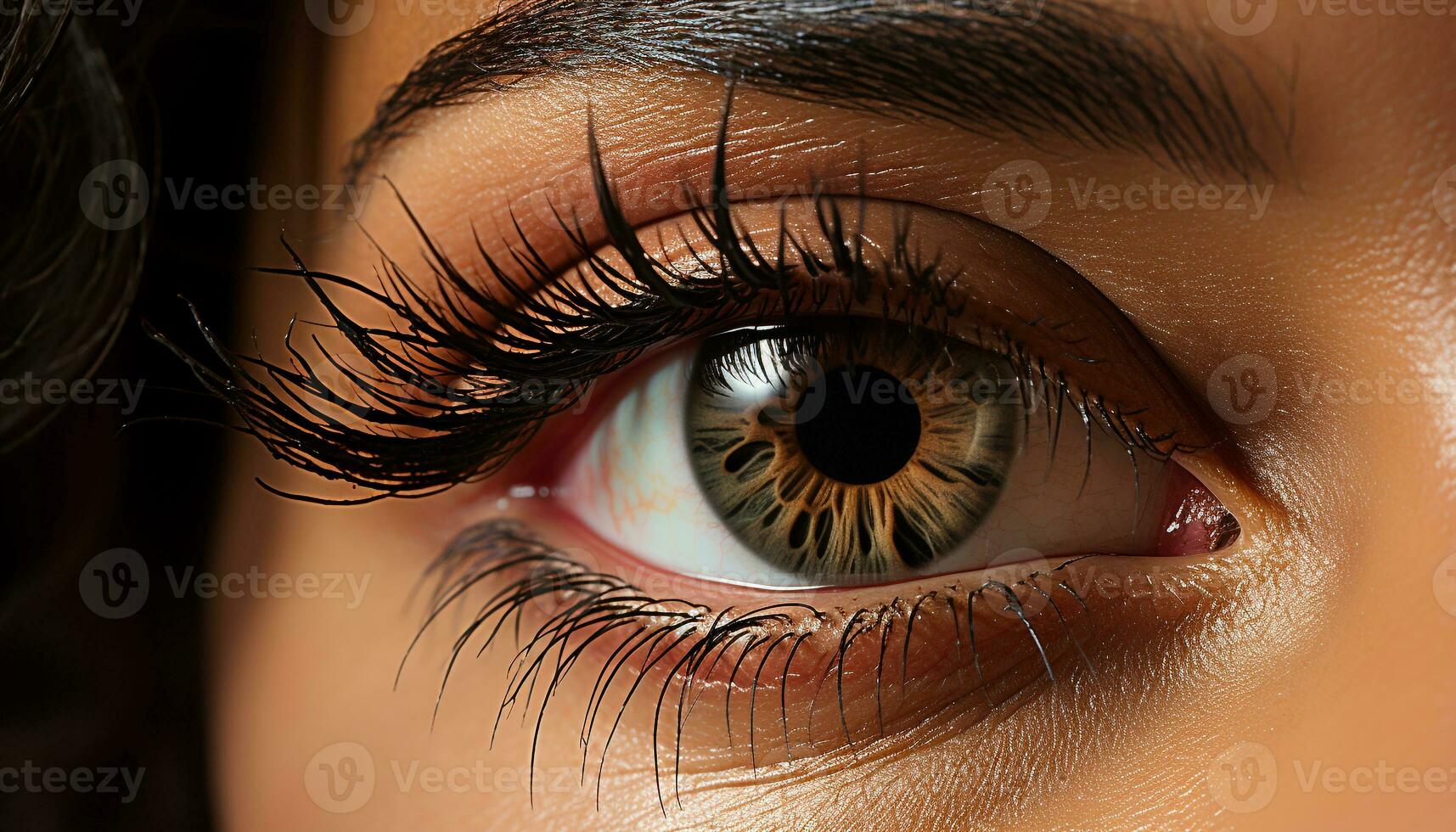 AI generated Beautiful woman with brown hair staring into the camera generated by AI photo