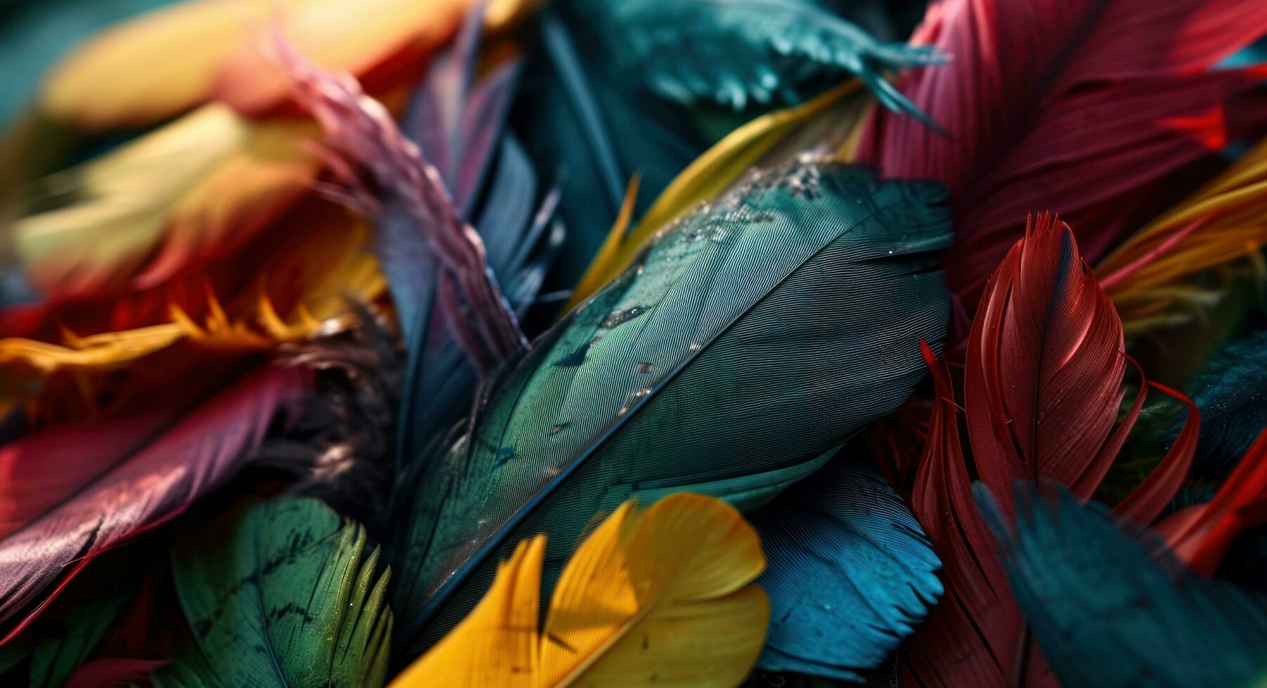 AI generated exotic feathers in many colors photo