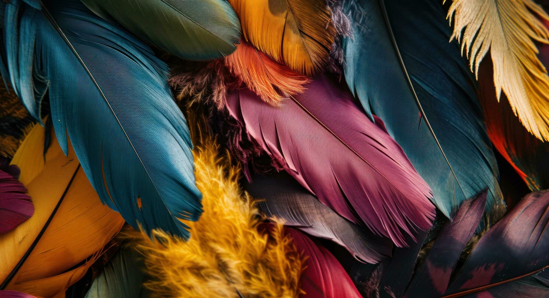 AI generated exotic feathers in many colors photo