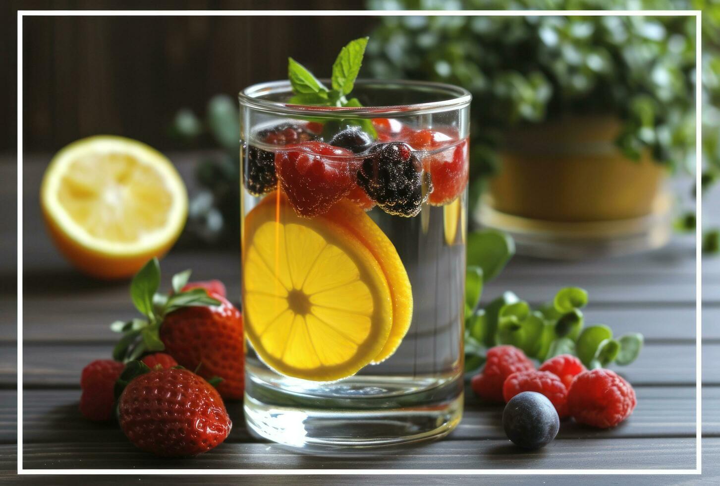 AI generated healthy drink ideas for women and girls berry and strawberry water photo