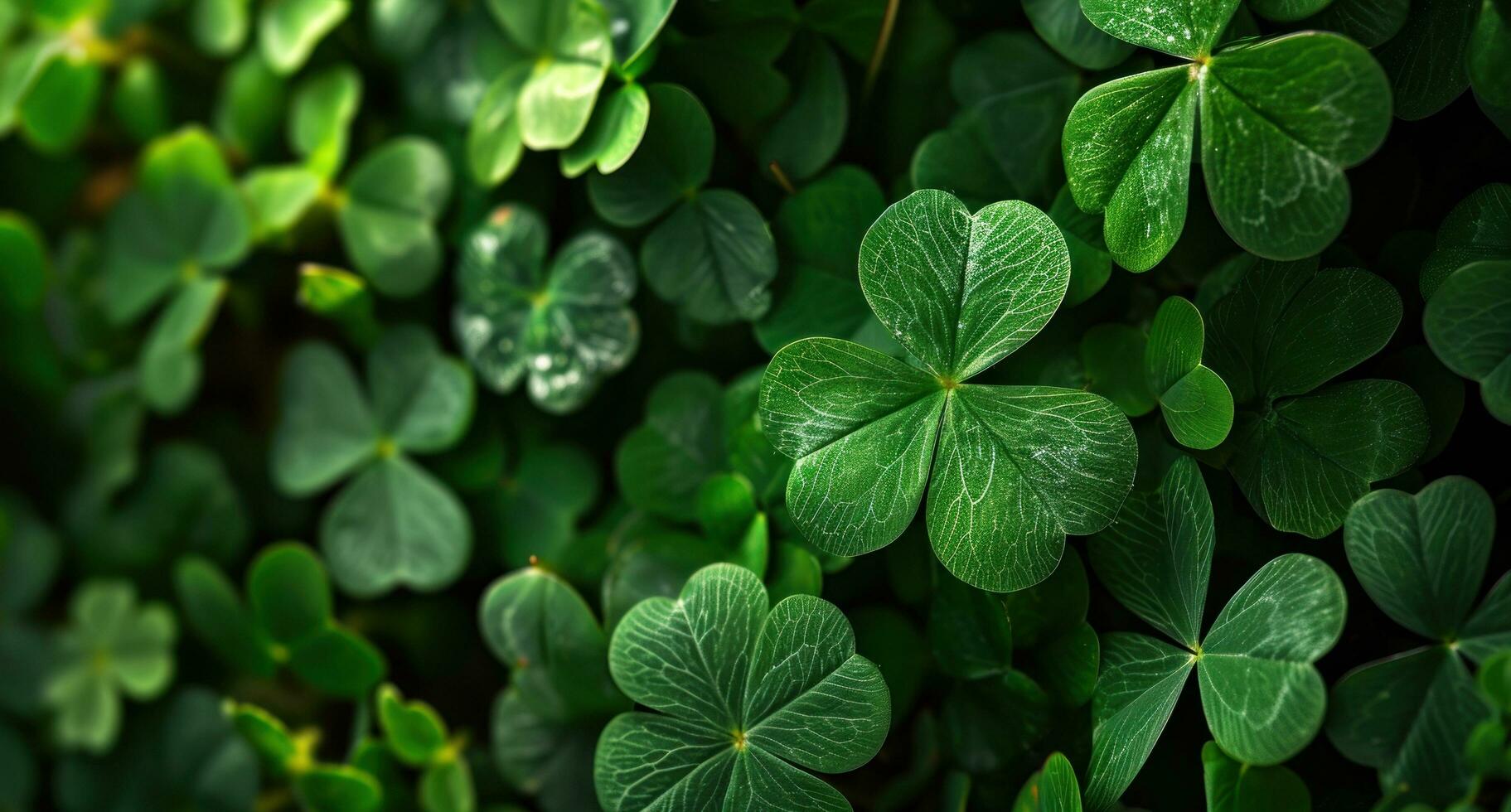 AI generated happy st patrick's day background green leaves photo