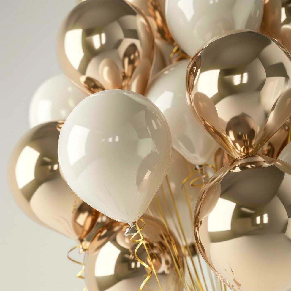 AI generated large number of balloon gold foil and white photo