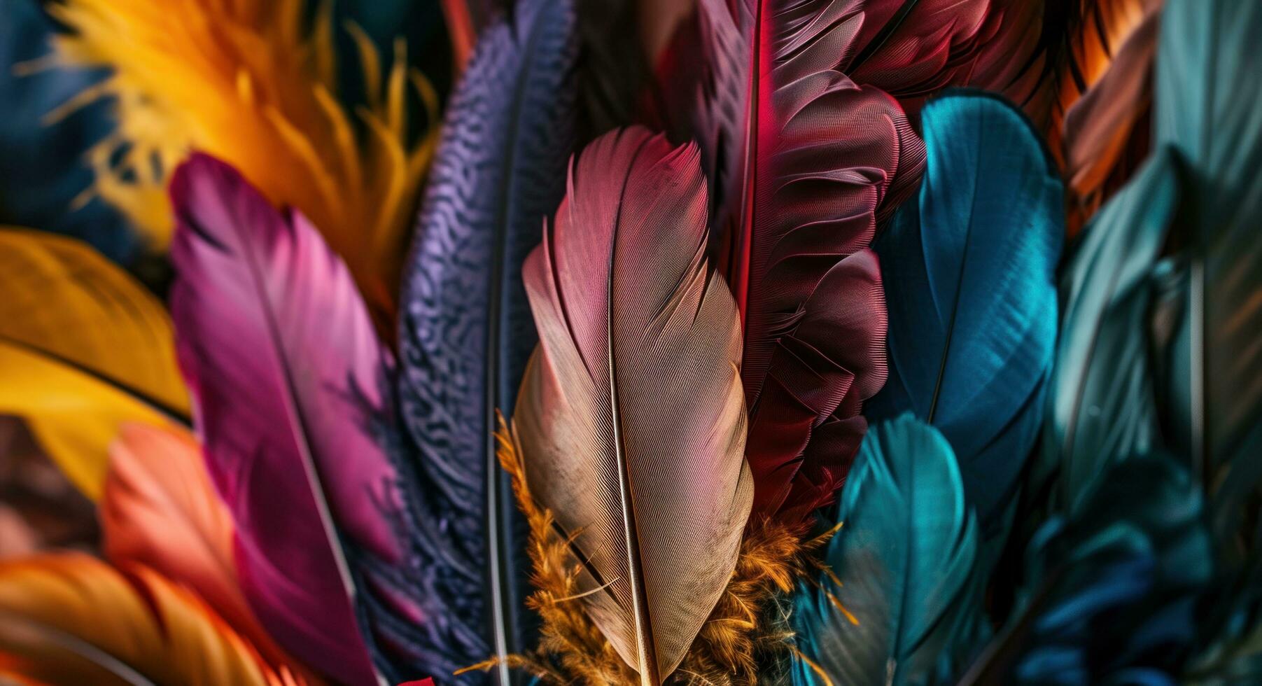 AI generated exotic feathers in many colors photo