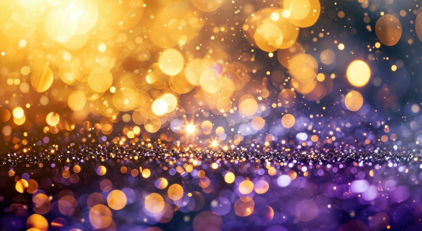 AI generated purple and gold background with stars in the sky photo