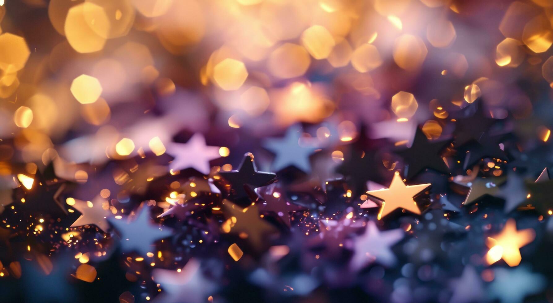 AI generated purple and gold background with stars in the sky photo