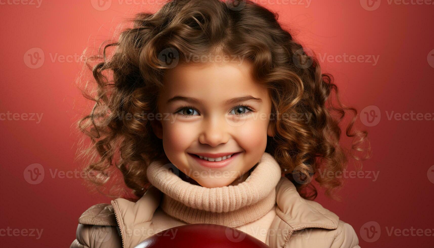 AI generated Smiling cute child, portrait of a cheerful Caucasian girl generated by AI photo