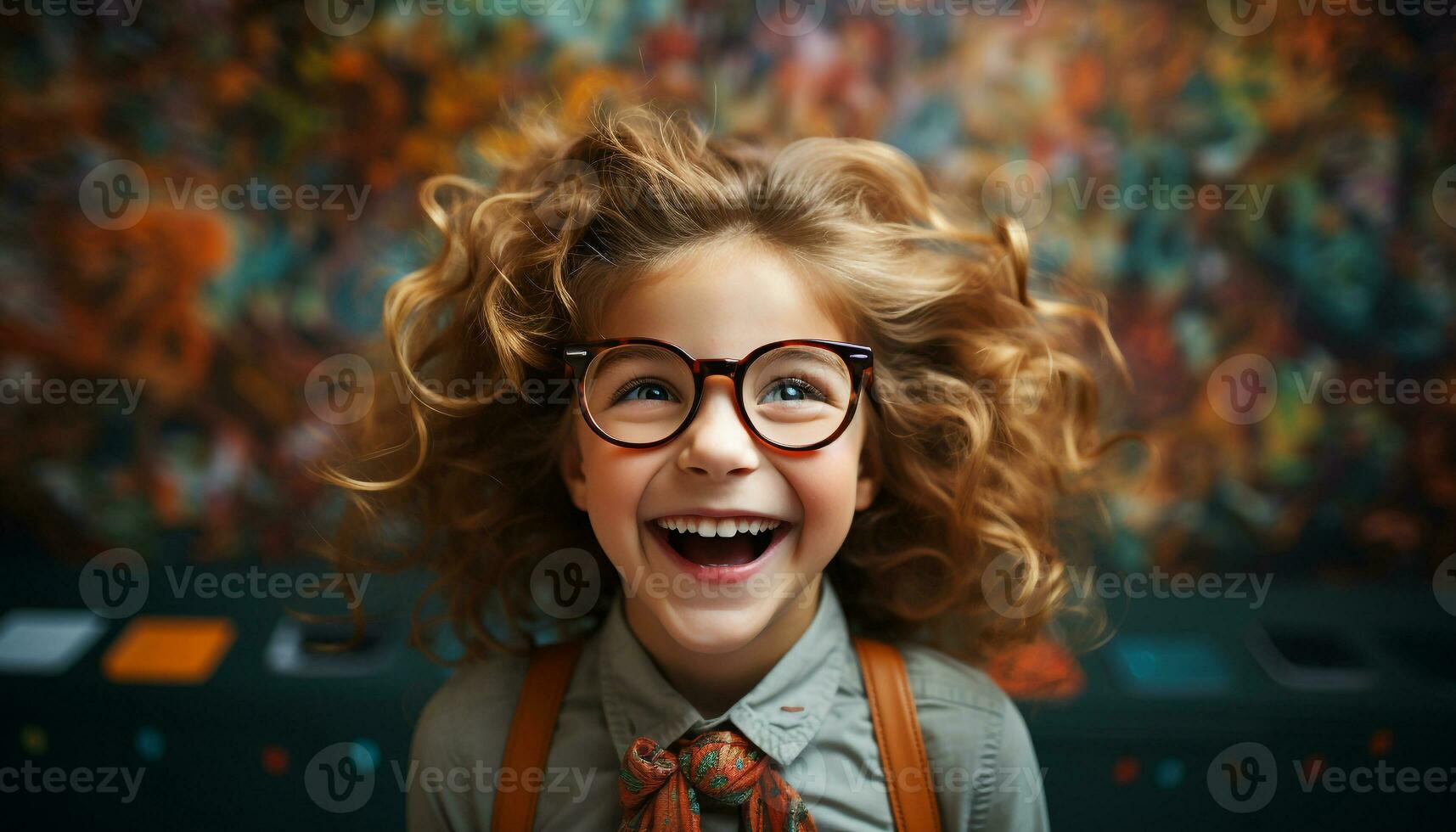 AI generated Smiling girl, full of joy, enjoying childhood outdoors generated by AI photo