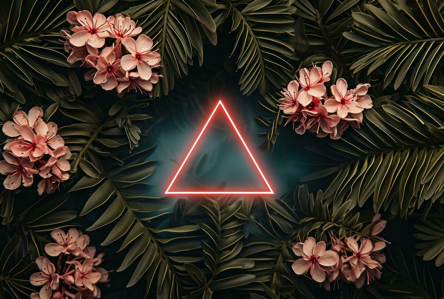 AI generated neon neon triangle jungle wallpaper tropical music photo