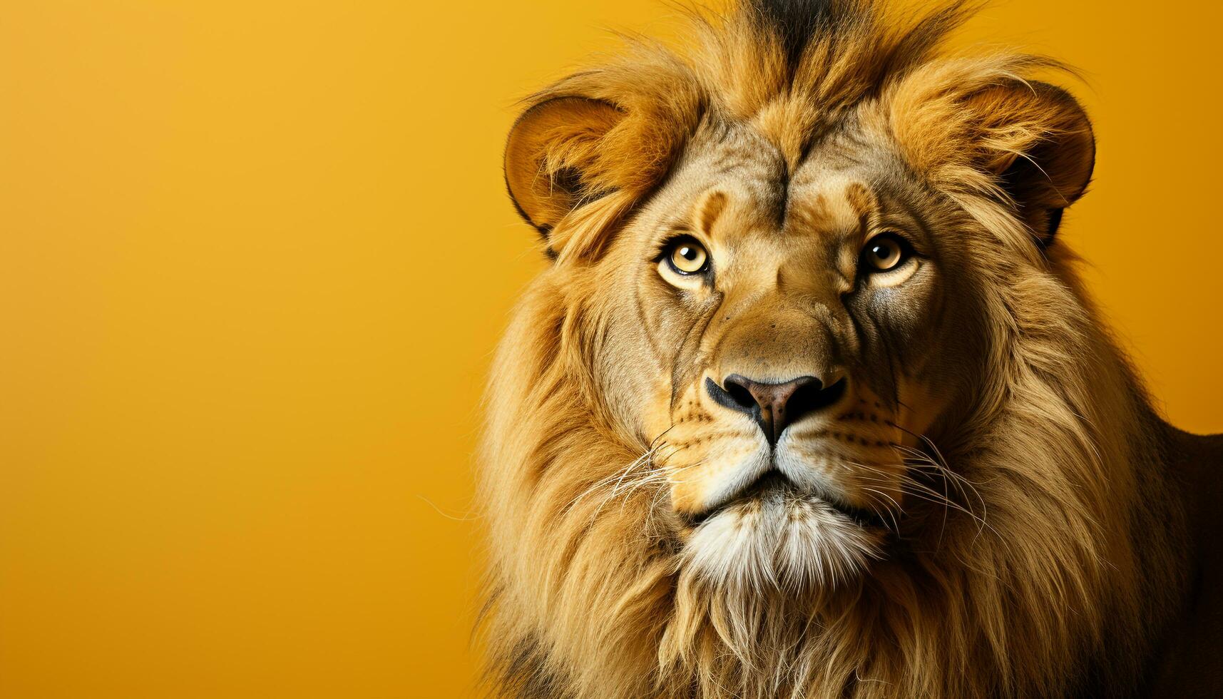 AI generated Majestic lion, king of the savannah, staring with alertness generated by AI photo