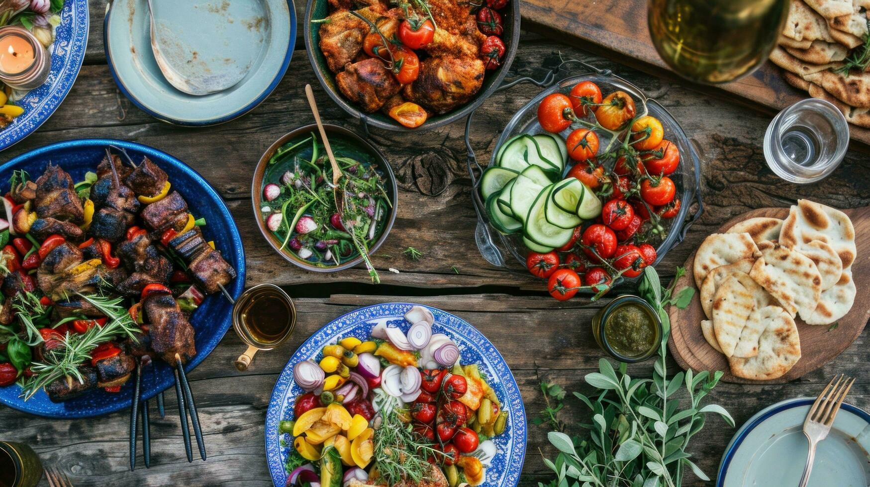 AI generated An Overhead View of a Mediterranean Dinner Table photo