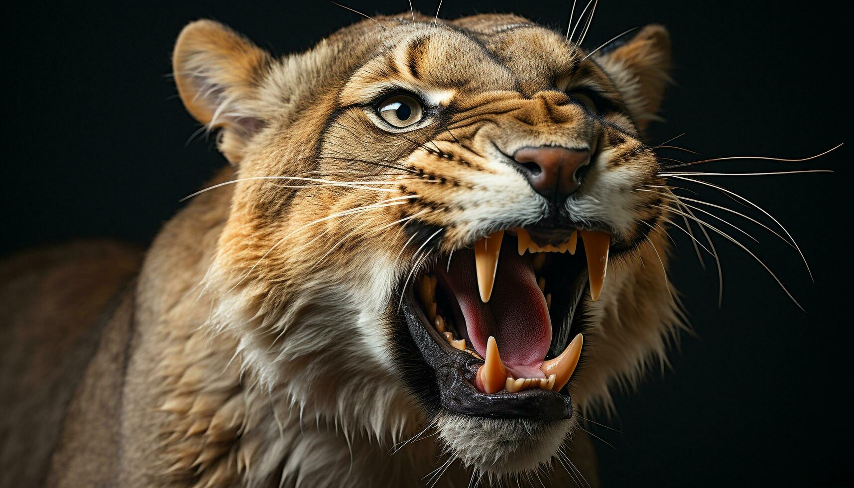 ai generado majestuoso Bengala Tigre rugido, feroz y en peligro, en el salvaje generado por ai foto