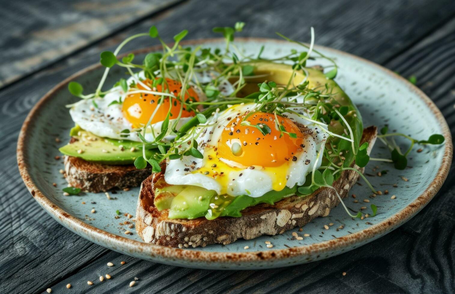 AI generated avocado toast with an agave syrup photo