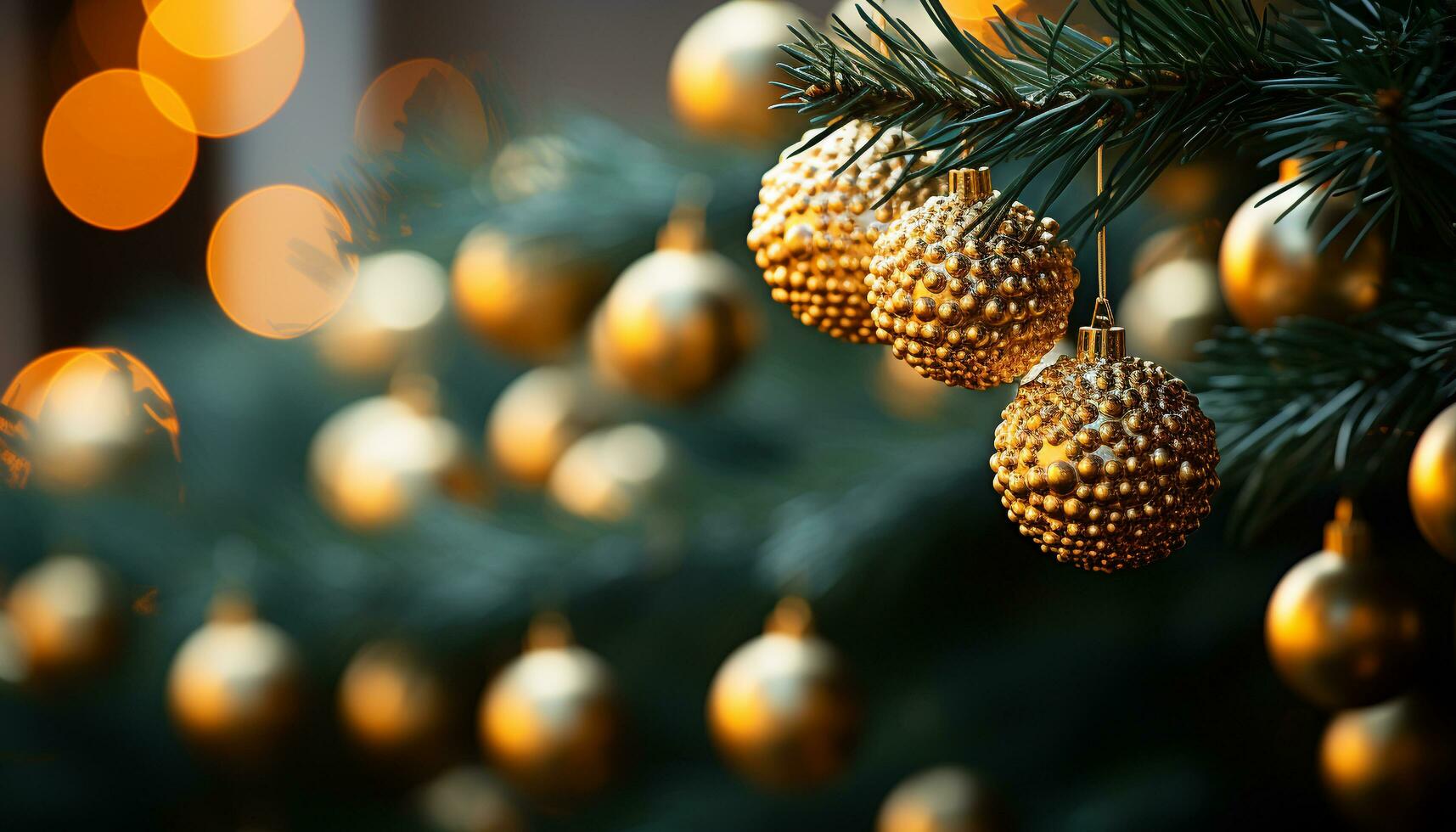 AI generated Shiny ornament hanging on tree, illuminating celebration in winter generated by AI photo