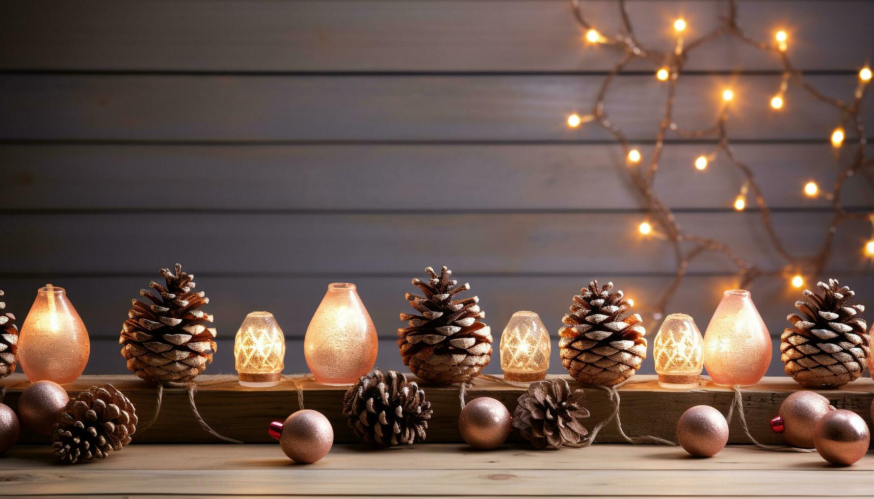 AI generated Christmas tree decorated with shiny ornaments and glowing lights generated by AI photo