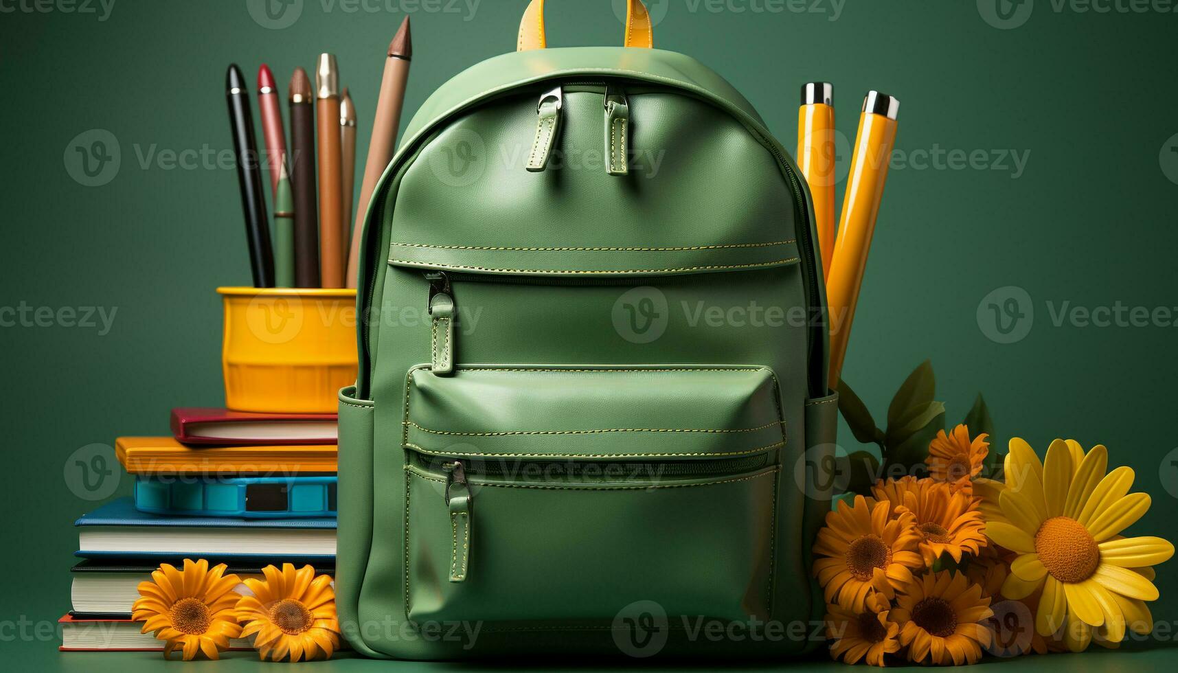 AI generated Backpack, book, student, learning, nature, summer, education, adventure, travel generated by AI photo