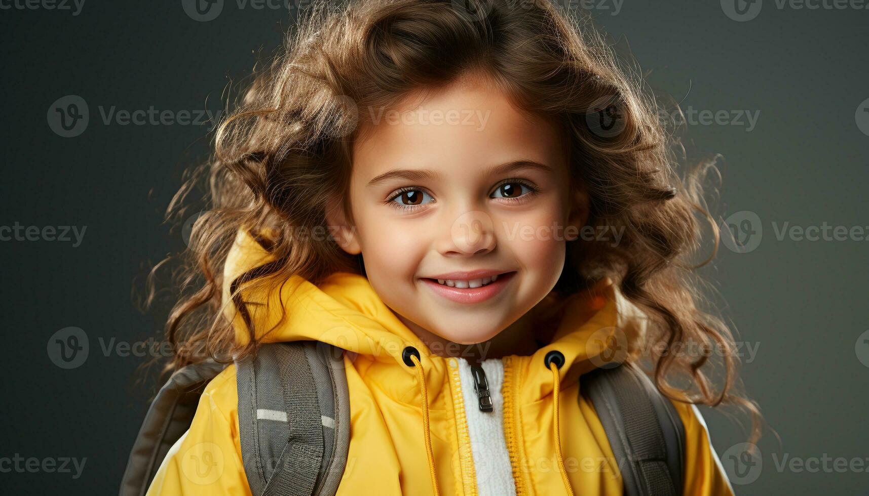 AI generated Smiling child, portrait of cute girl, looking at camera generated by AI photo