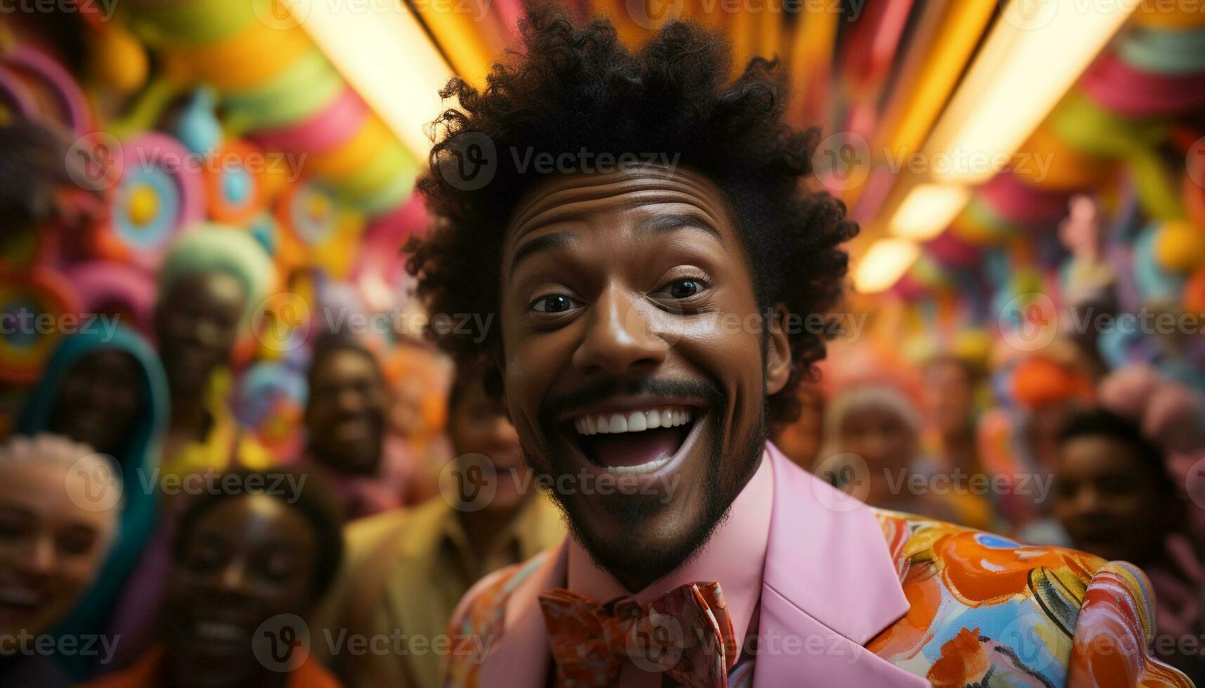 AI generated Young adults enjoying a colorful Brazilian carnival with joy and excitement generated by AI photo