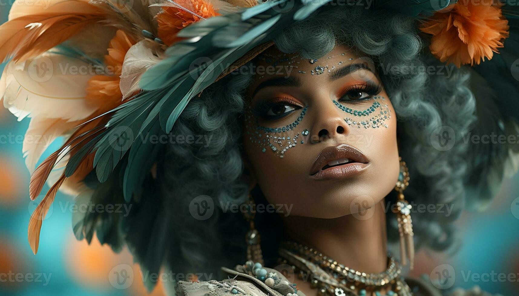AI generated Beautiful woman, fashion model, elegance, glamour, sensuality, looking at camera generated by AI photo