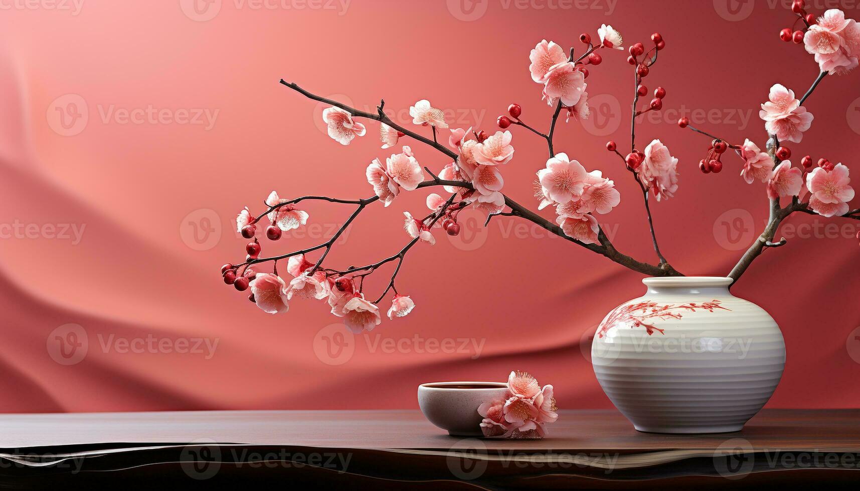AI generated A pink flower blossoms in a vase, bringing nature indoors generated by AI photo