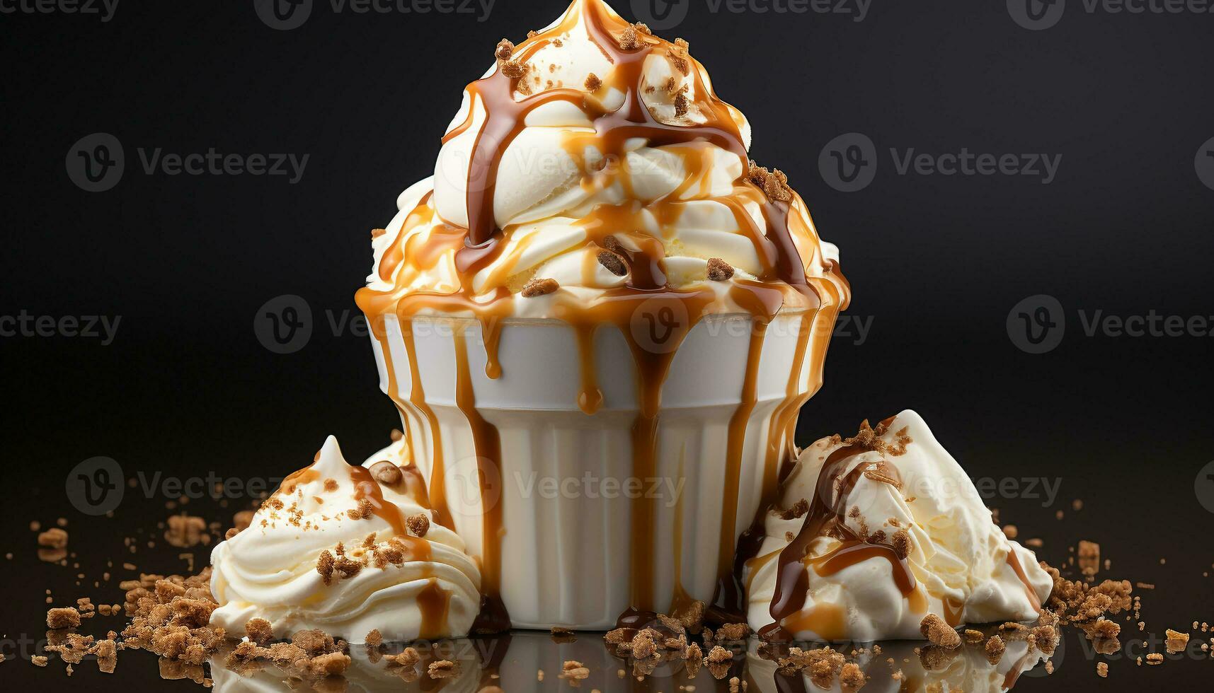 AI generated Homemade chocolate ice cream sundae, a sweet summer indulgence generated by AI photo