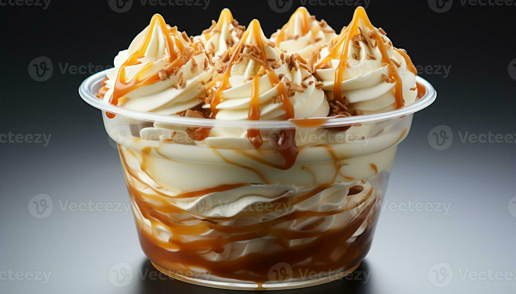 AI generated Refreshing summer dessert ice cream sundae with fresh fruit generated by AI photo