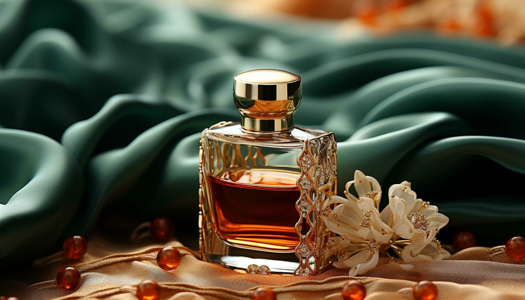 AI generated Luxury perfume bottle, scented liquid, elegance in a spray generated by AI photo