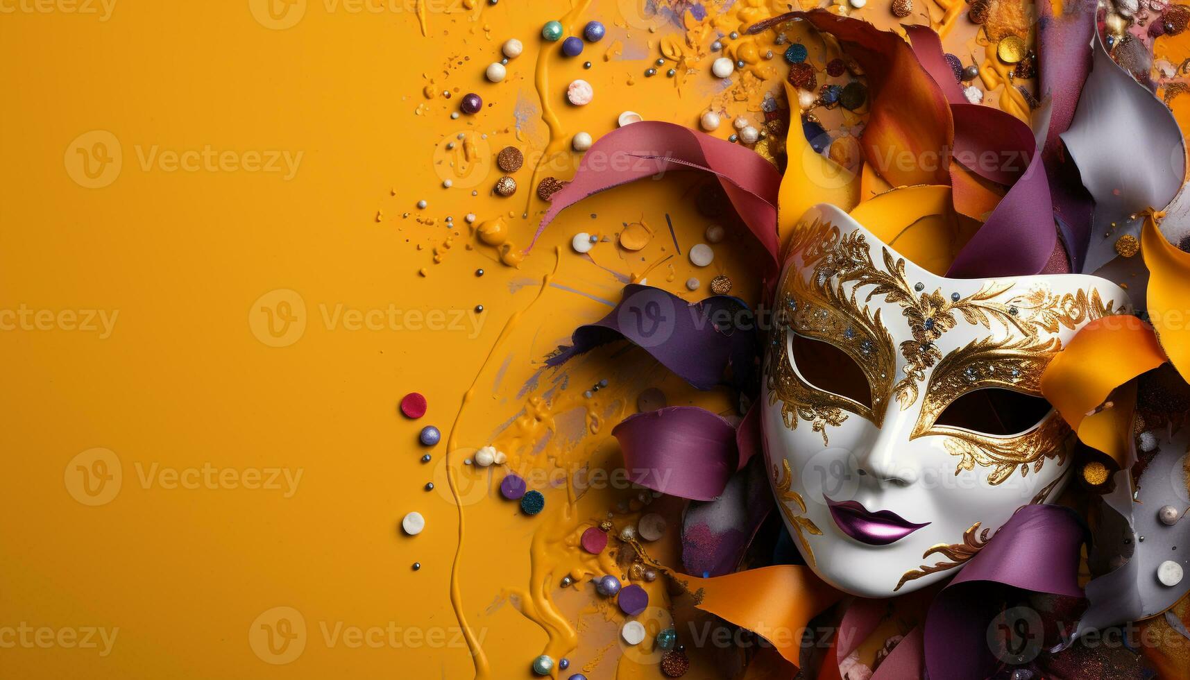 AI generated A colorful masquerade celebration with ornate costumes and masks generated by AI photo