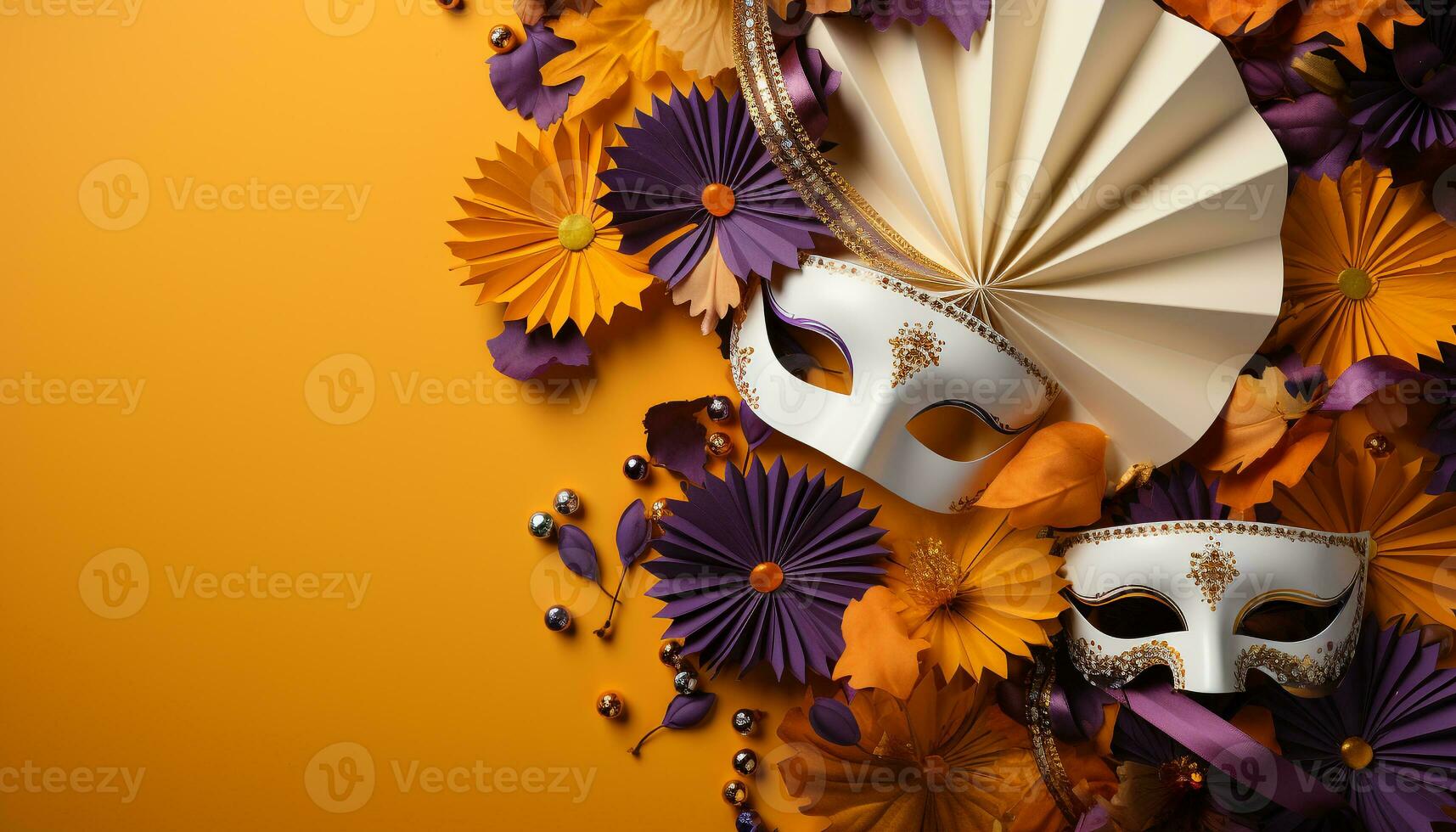 AI generated The beauty of tradition a purple mask in celebration generated by AI photo