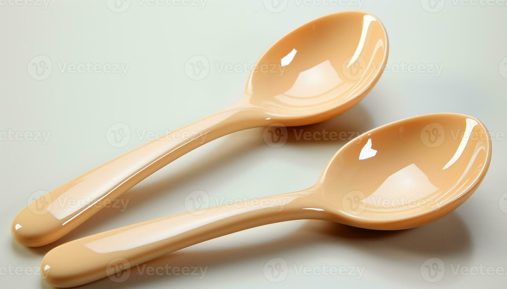 AI generated A clean, empty plastic spoon on a white background generated by AI photo