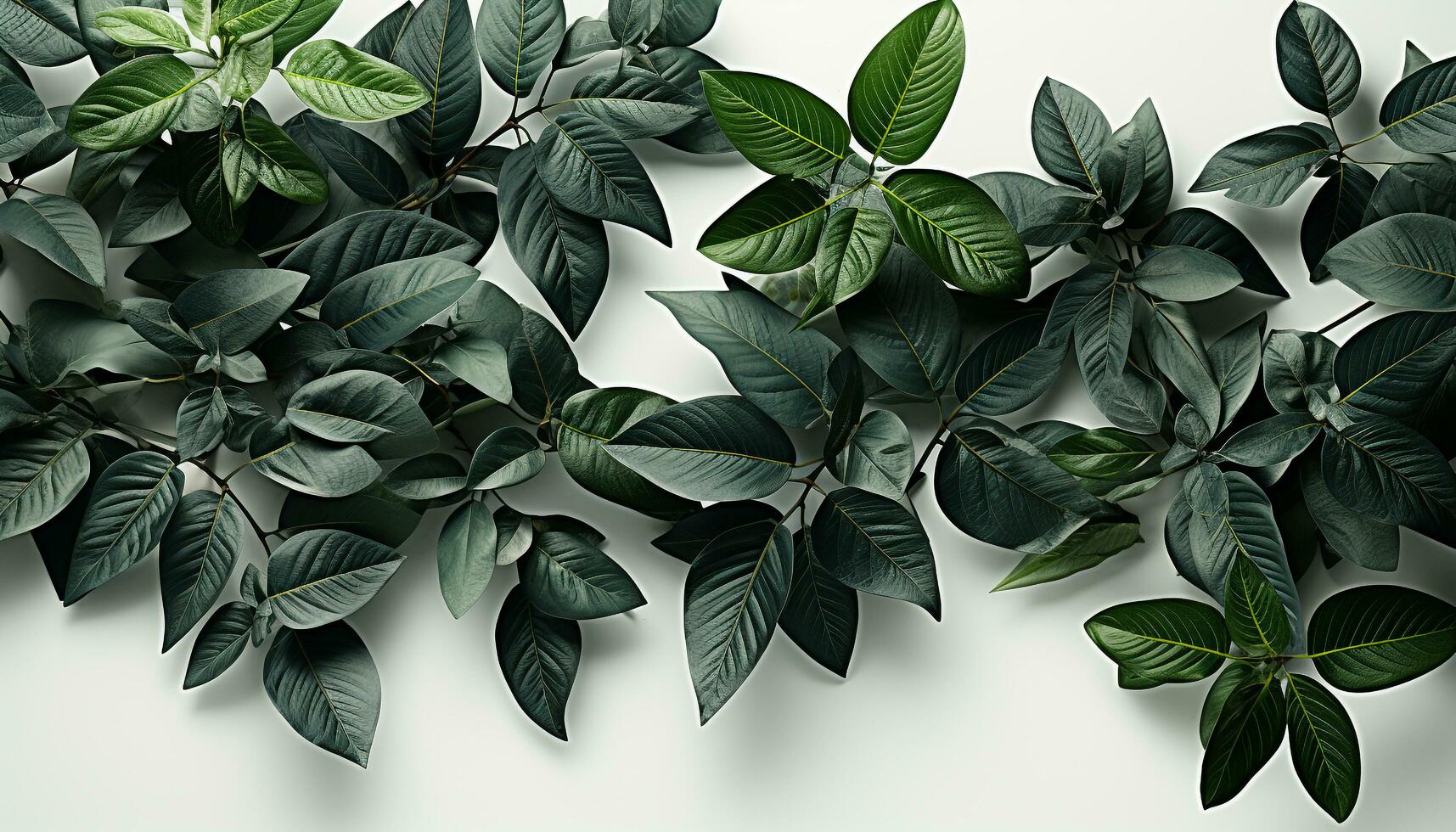 AI generated Green leaf pattern on nature backdrop, fresh summer illustration generated by AI photo