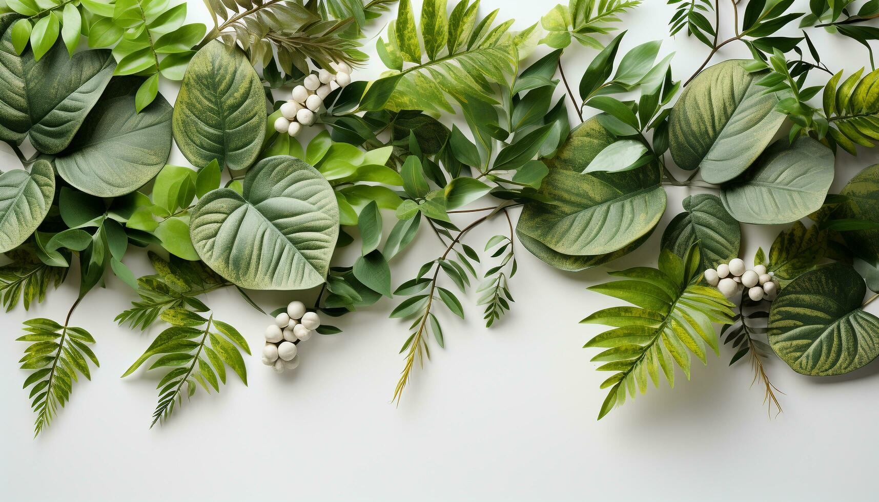 AI generated Freshness of nature in a green botanical wallpaper design generated by AI photo