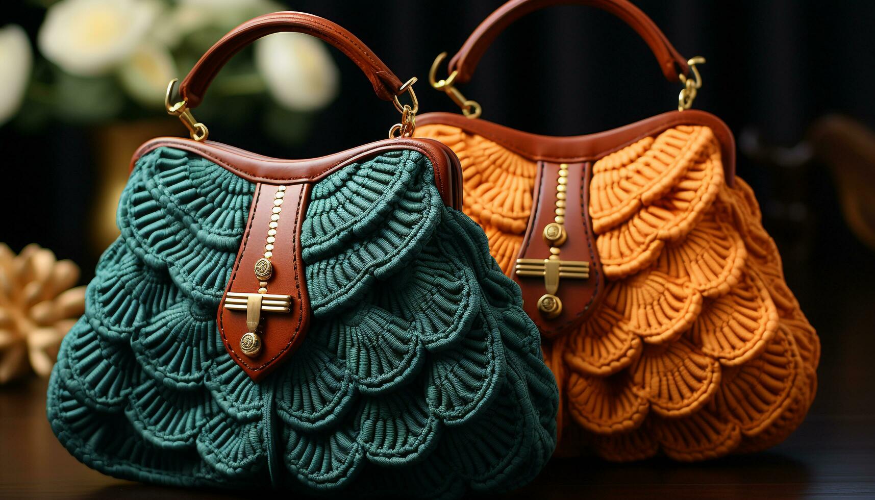 ai generado de moda cuero bolso con elegante diseño, Perfecto regalo para mujer generado por ai foto