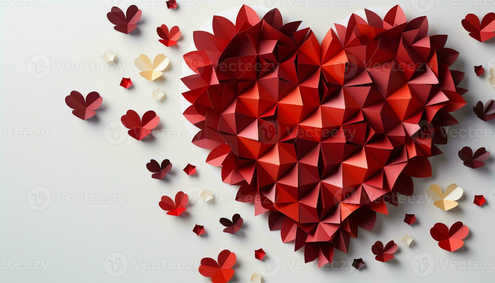 AI generated Love blossoms in a heart shaped origami, a symbol of romance generated by AI photo