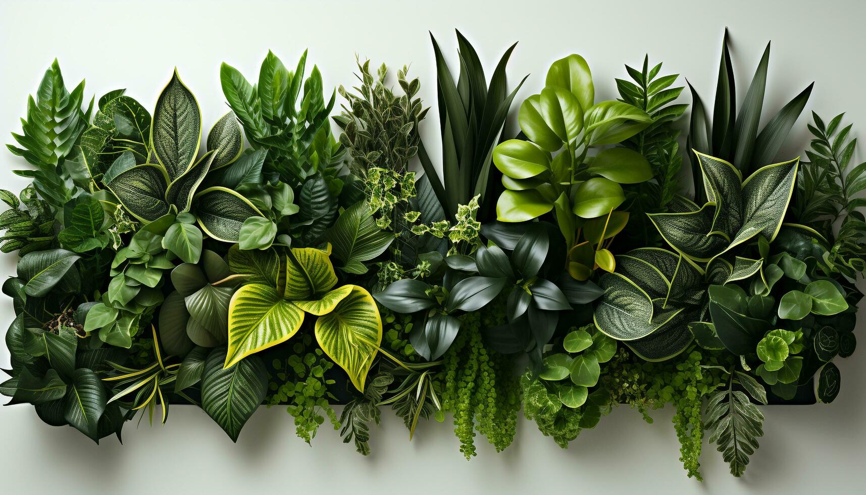 AI generated Fresh green leaves create a beautiful nature pattern on the plant generated by AI photo