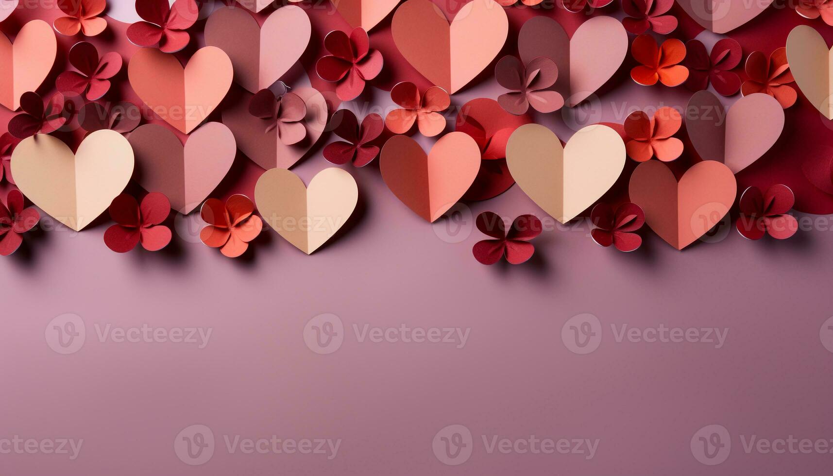 AI generated Romantic heart shapes decorate the backdrop, symbolizing love and romance generated by AI photo