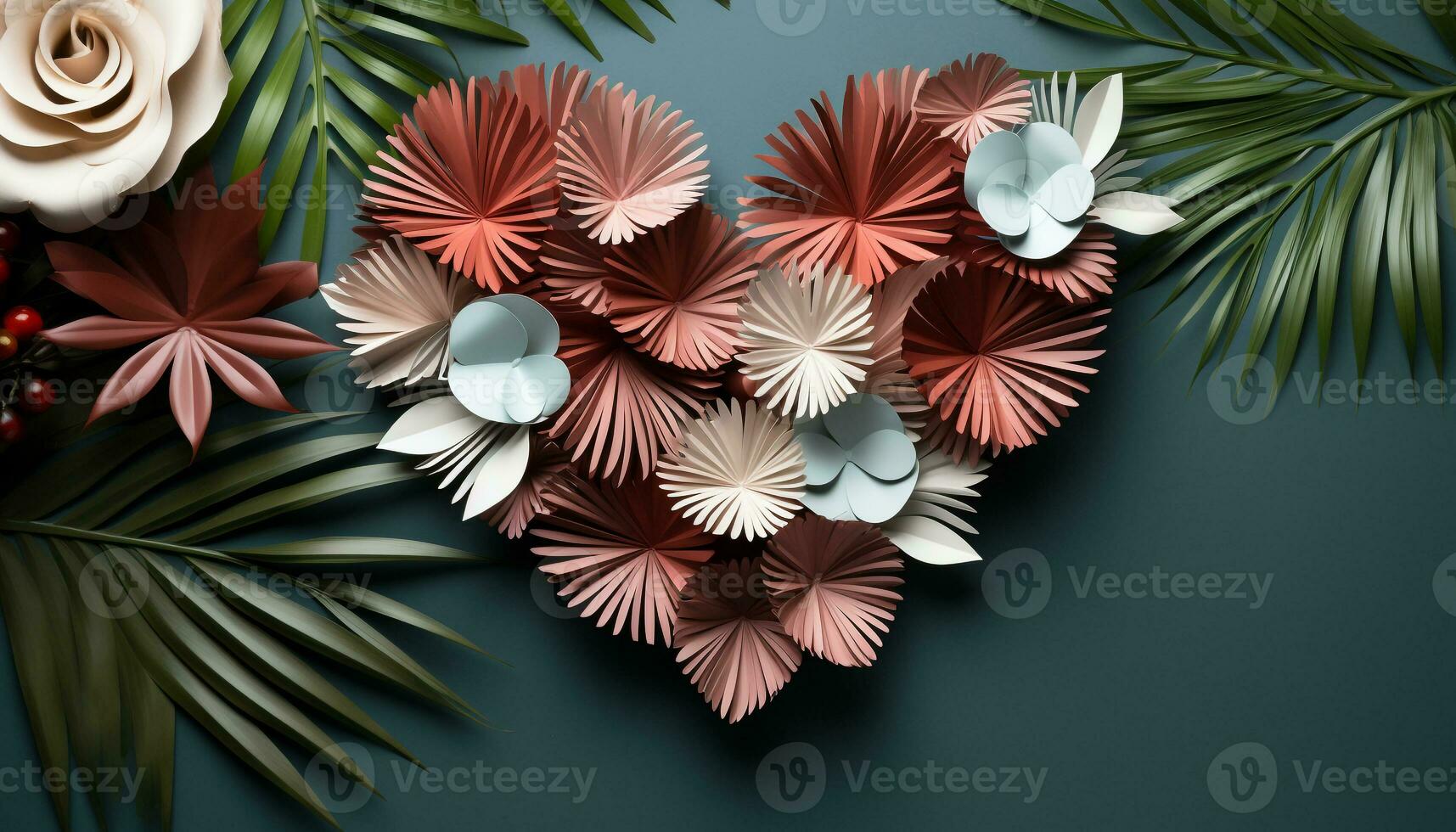 AI generated Abstract floral pattern on green background, perfect for summer wallpaper generated by AI photo