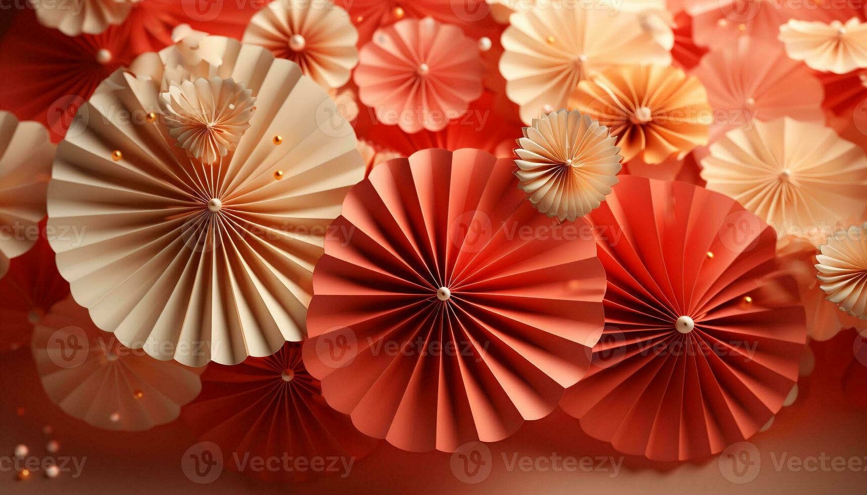 AI generated Abstract floral pattern with multi colored flowers on orange background generated by AI photo