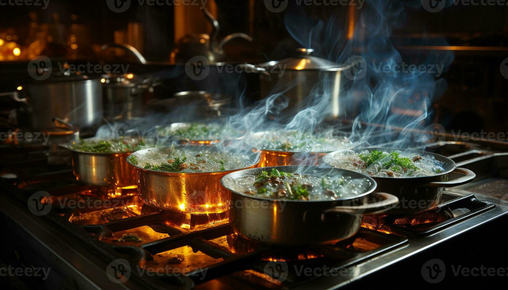 AI generated Grilled meat sizzles on stove, creating mouthwatering lunch generated by AI photo