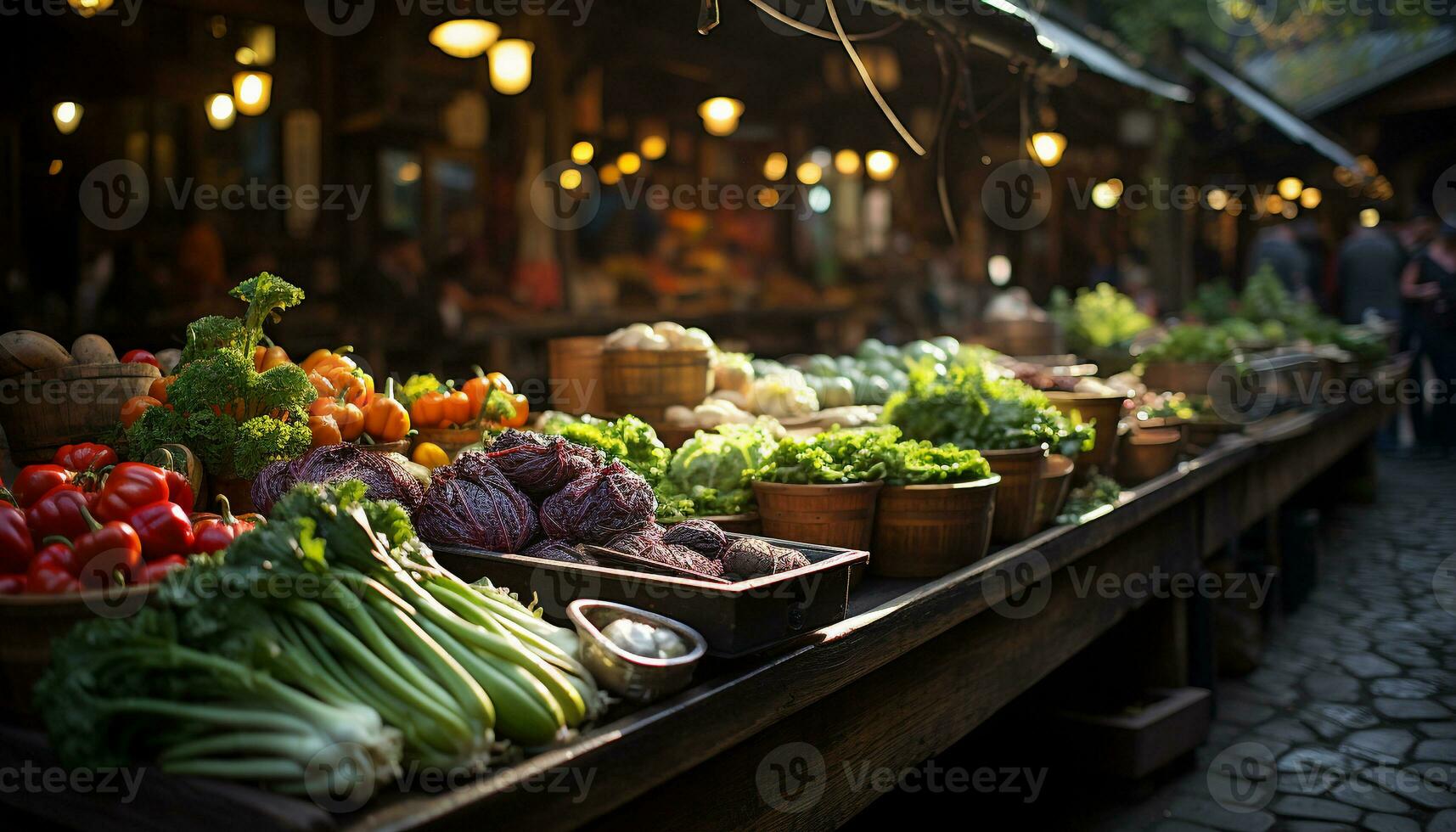 AI generated Fresh organic vegetables and fruits, a healthy eating variety generated by AI photo