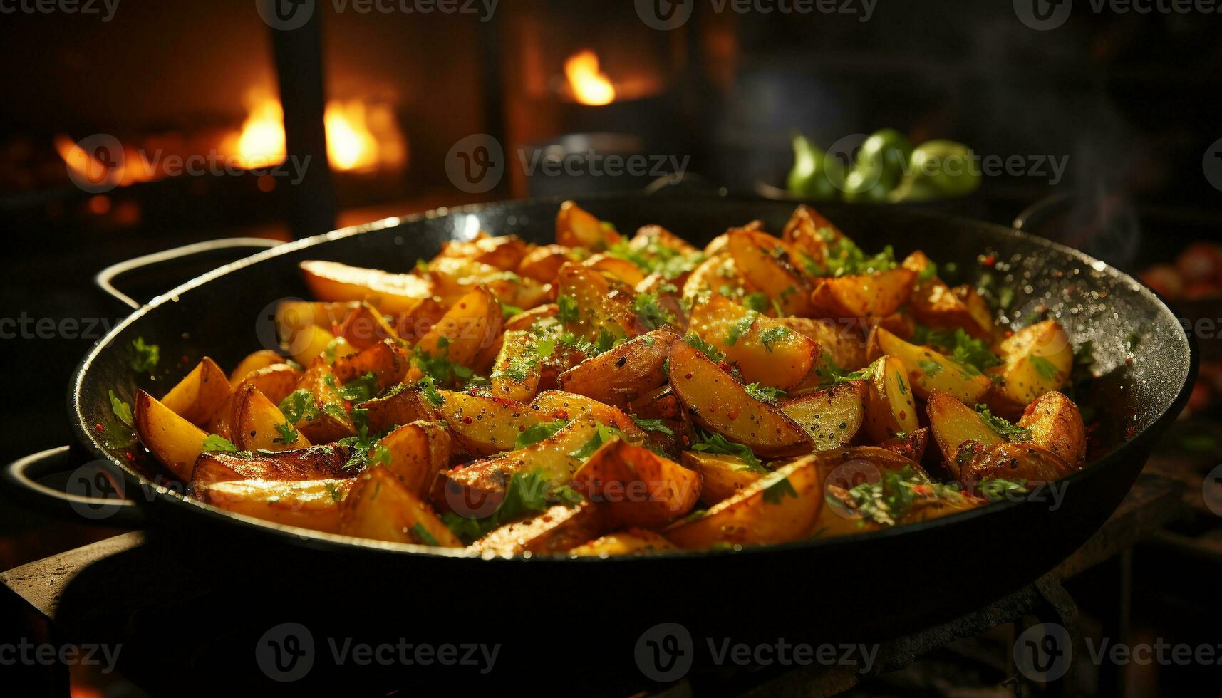 ai generado A la parrilla vegetariano comida, cocido al aire libre en un rústico parilla generado por ai foto