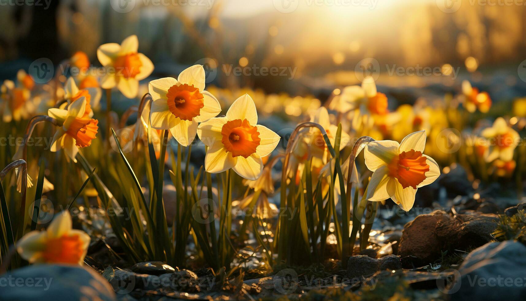 AI generated A vibrant bouquet of colorful flowers blossoms in the meadow generated by AI photo