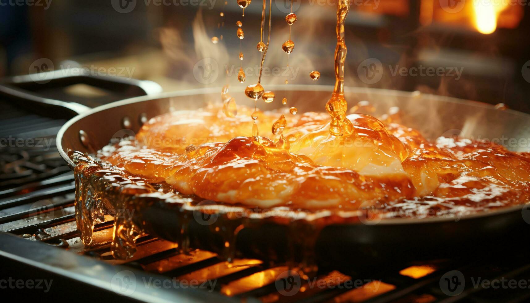 AI generated Grilled pork steak, cooked to perfection on barbecue grill generated by AI photo