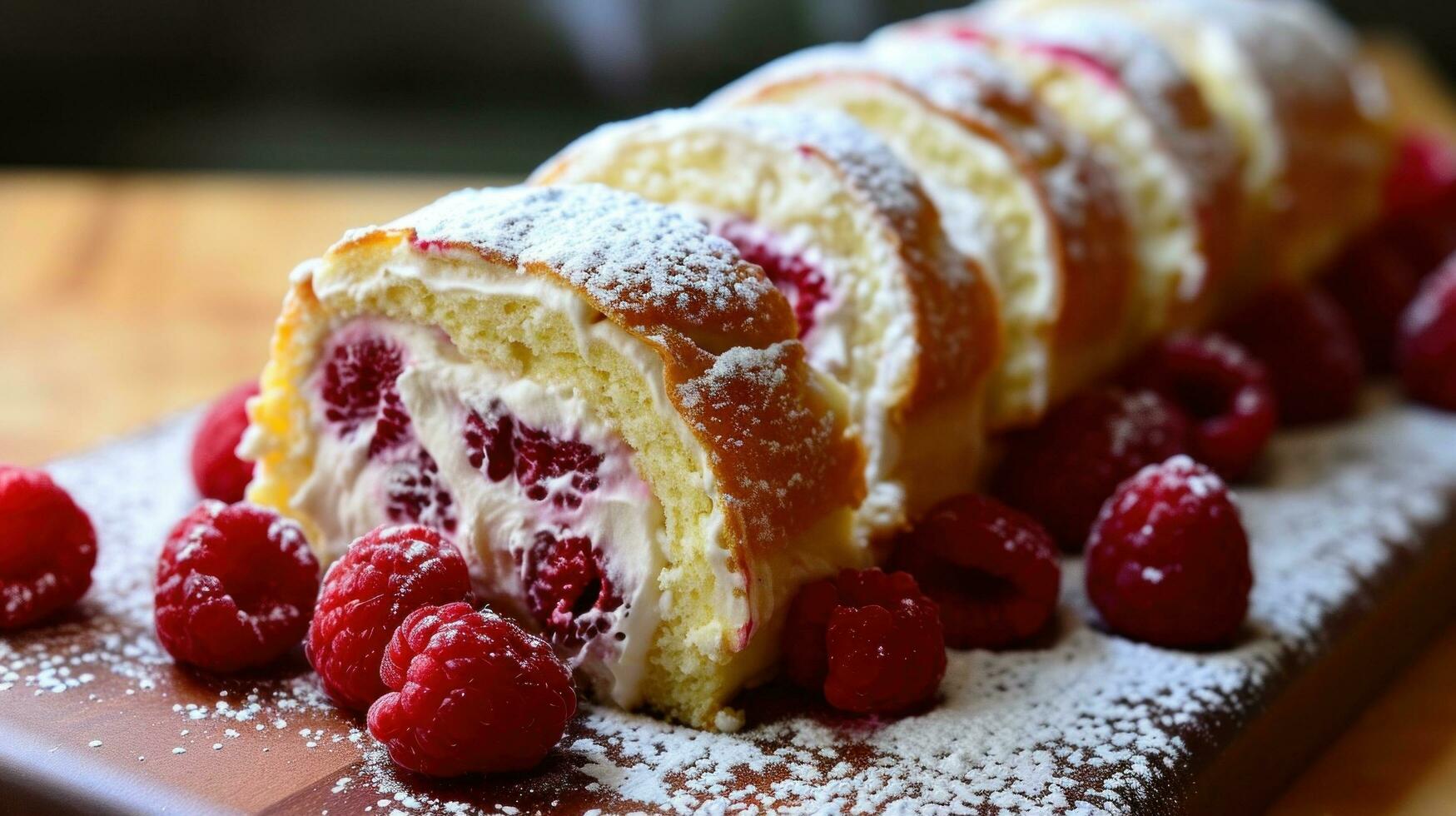 AI generated Delectable roll cake made with sponge photo