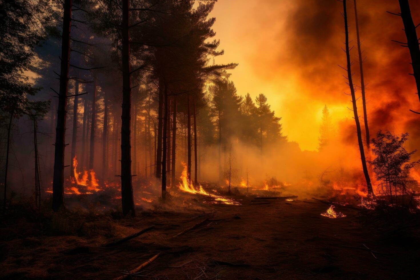 AI generated the rising threat of a forest fire photo