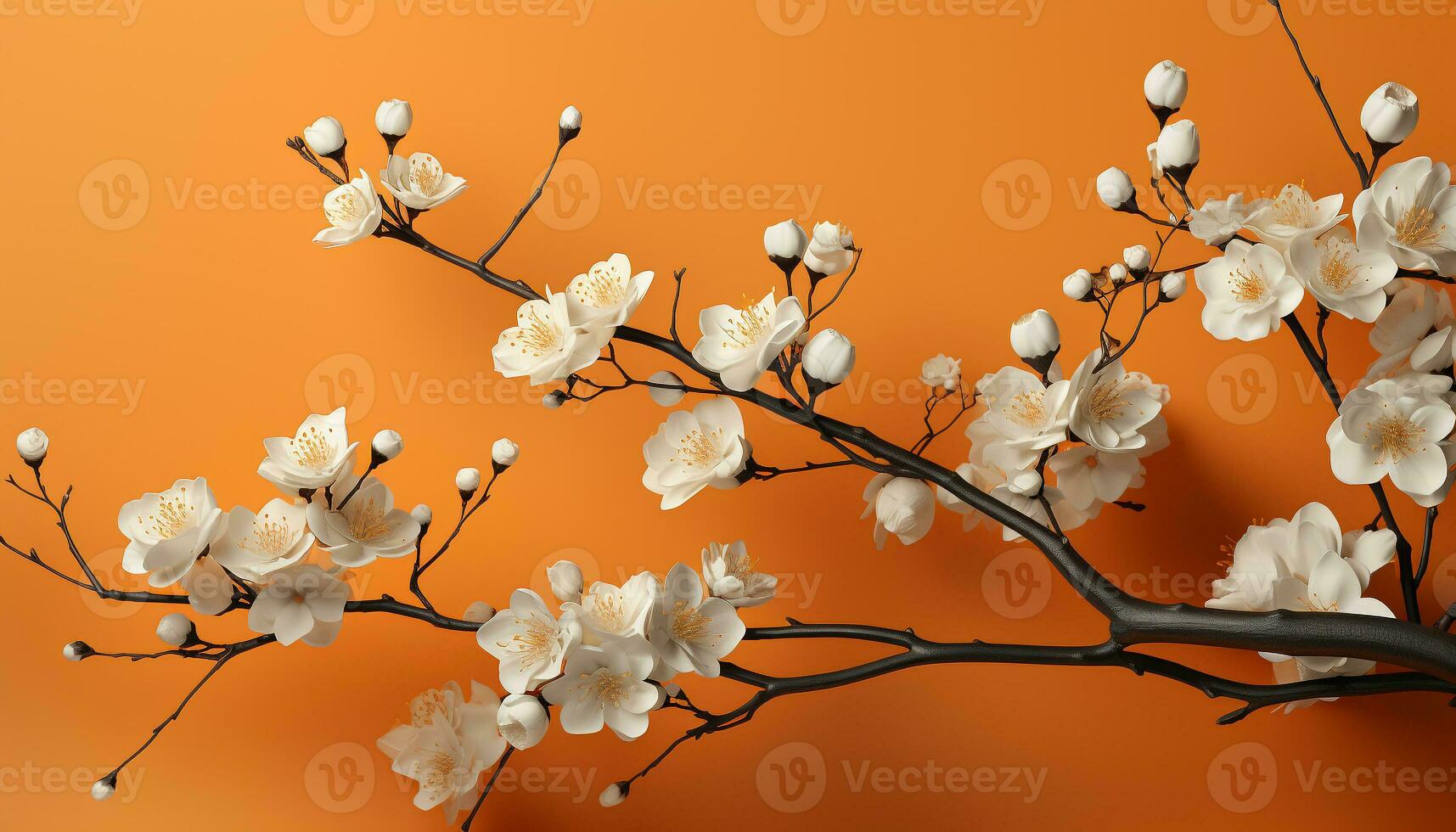AI generated The branch blossoms, nature beauty in a vibrant celebration generated by AI photo