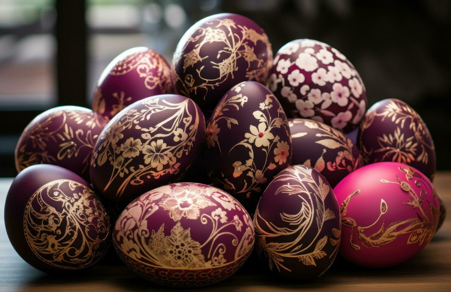 AI generated more than 40 colorful easter eggs photo