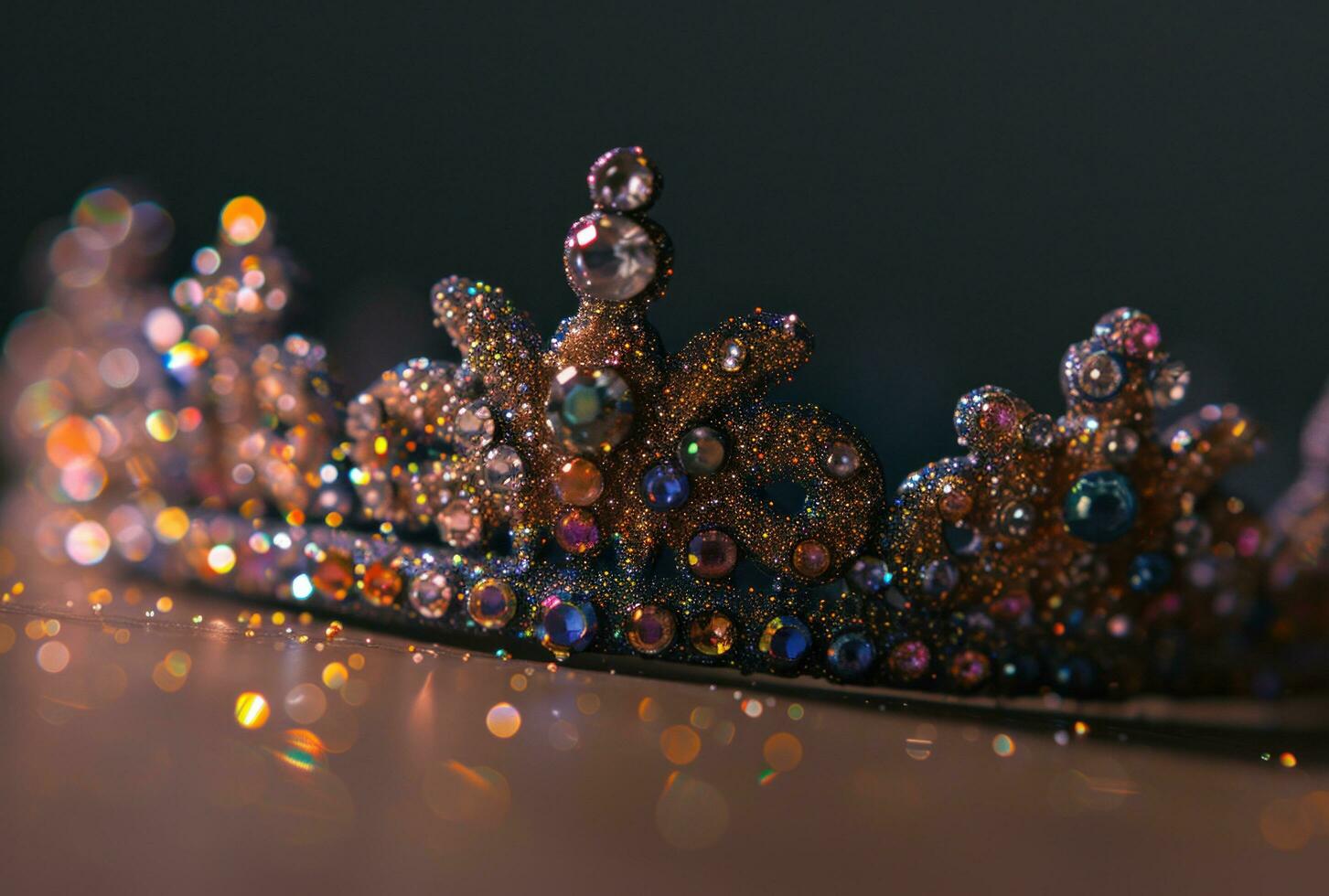 AI generated glittery crowns as props for a princess party photo